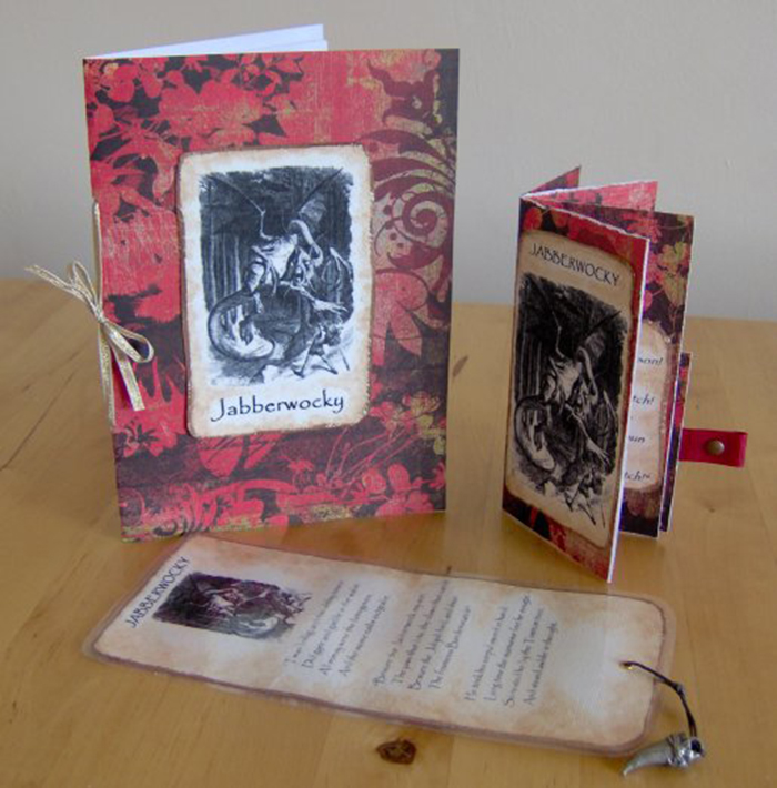 Things to make and do - Gallery: an Easy-to-make book, a Simple book, and a Bookmark, themed around the Jabberwocky rhyme